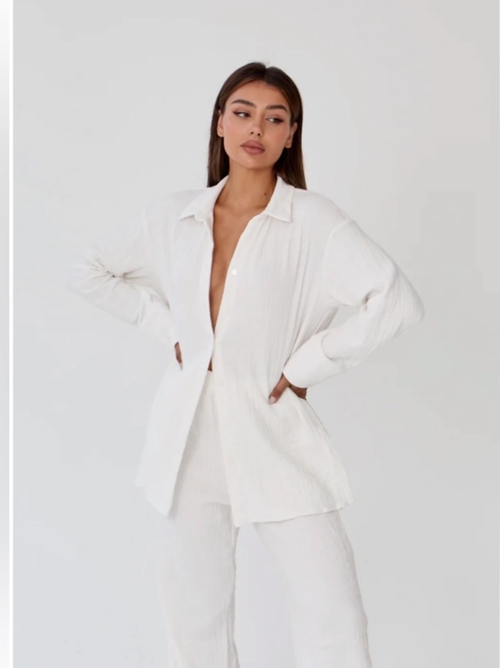 Women’s White Button-Down Shirt - Classic Relaxed Fit